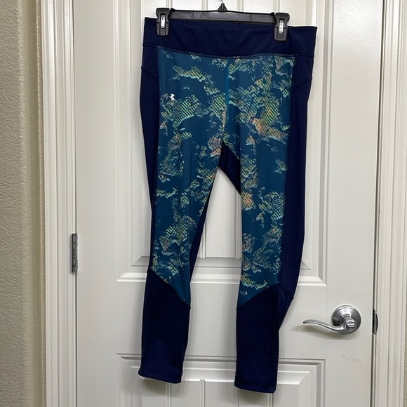 Under Armour Compression Heatgear Blue & Green Leggings (L) - Picture 1 of 6